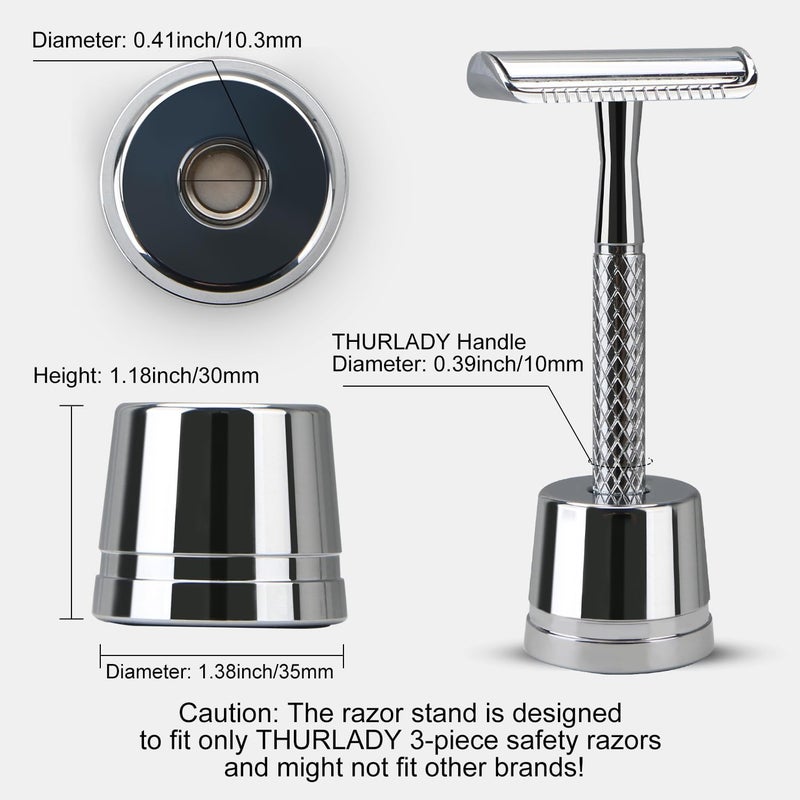 THURLADY Safety Razor Stand, Safety Razor Holder (Bright Silver) - Image 2